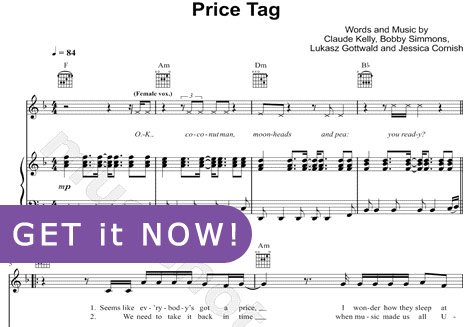 Jessie J, Price Tag Sheet Music, piano notation, download, online, learn to play