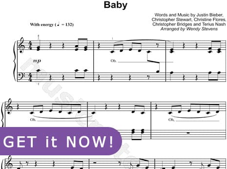 Justin Bieber, Baby Sheet Music, piano notation, notes, chords, download