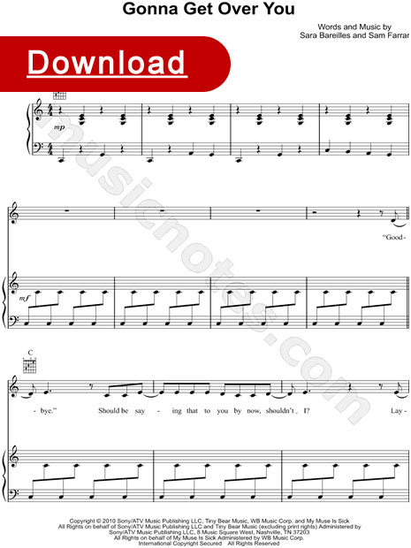 Sara Bareilles, Gonna Get Over You Sheet Music, notation, score, download