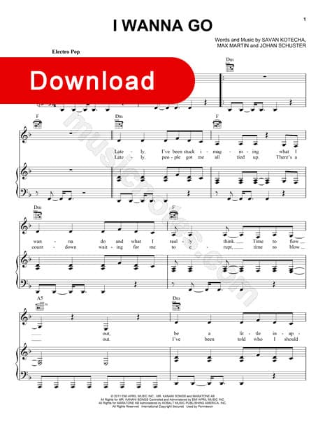 britney spears, I wanna go sheet music, piano notes, tabs