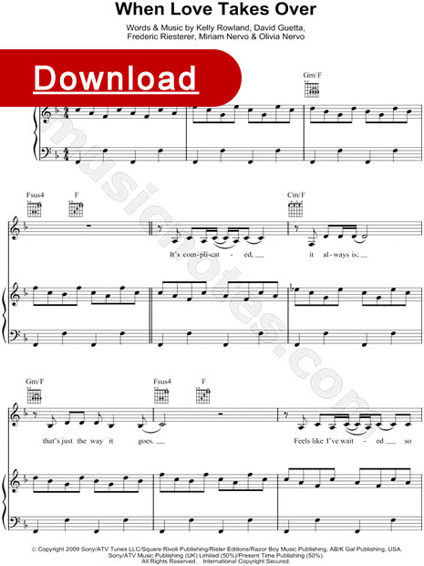 David Guetta, When Love Takes Over Sheet Music, piano score, download