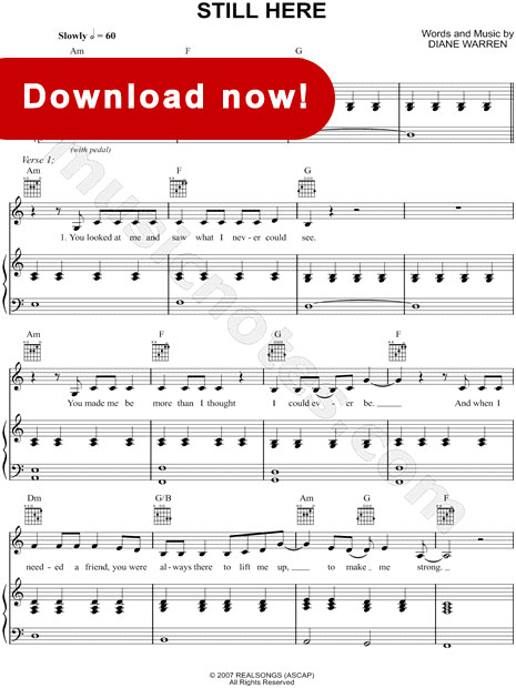 Jennifer Hudson, Still Here Sheet Music, download, online, notation, tabs, score, chords