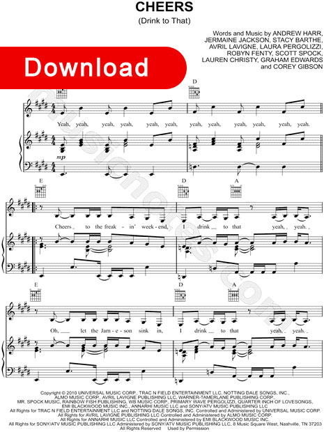 Rihanna Cheers (Drink to That) Sheet Music, piano notes