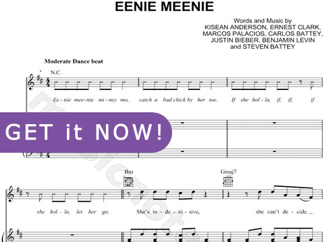 Justin Bieber, Eenie Meenie piano Sheet Music, download notatin, score
