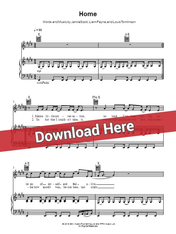 one direction, home, sheet music, piano notes, scorer, chords, download, keyboard, guitar, tabs, klavier, noten, partition, how to play, learn, for