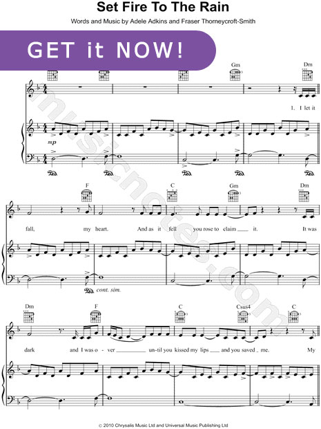 adele, set fire to the rain sheet music, piano notation download, lesson, tutorial