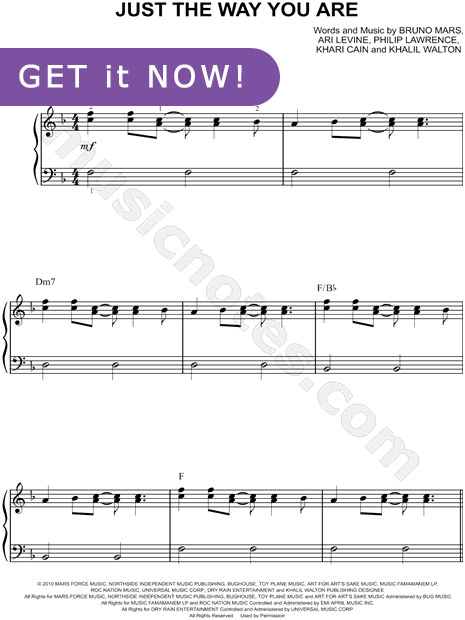 Bruno Mars, Just the way you are sheet music, notation, score, download, online, lessons, tutorial
