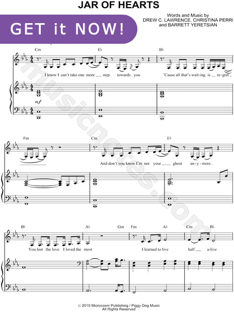Christina Perri, Jar of Hearts Sheet Music, music notation, chords, tabs, learn to play, how to