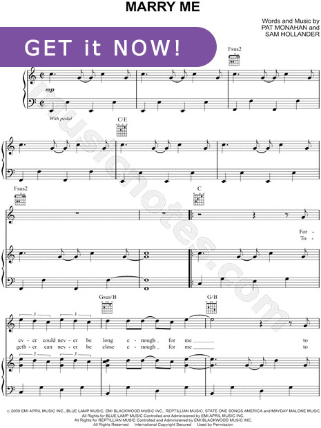 Train, Marry Me Sheet Music, Download online
