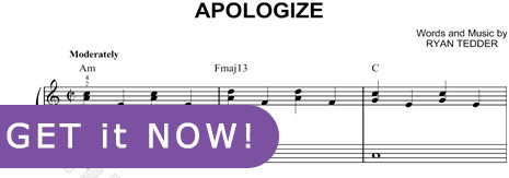 OneRepublic, Apologize Sheet Music, band, score, tabs, chords, how to play 