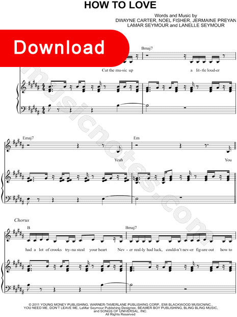 lil wayne, how to love sheet music, notation, score