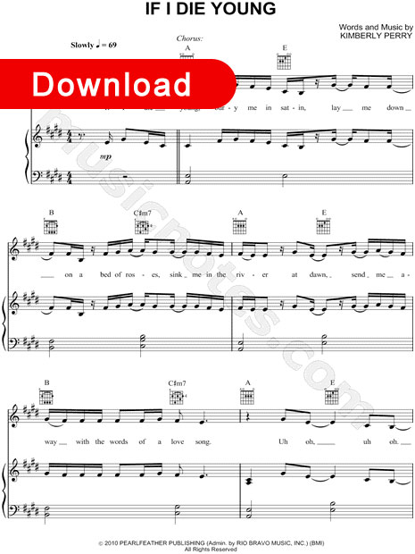 the band perry, if i die young sheet music, piano notes, score, download, online
