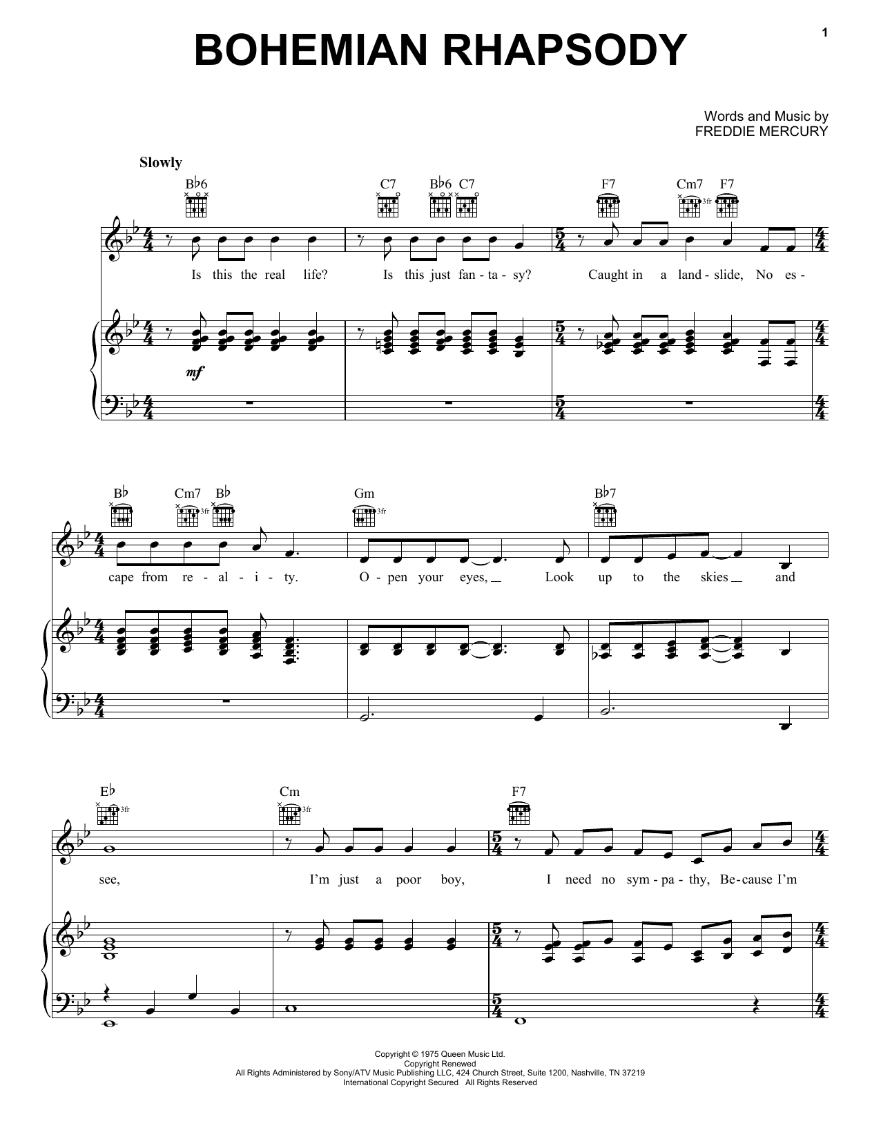 Bohemian Rhapsody Guitar Chords and Tabs