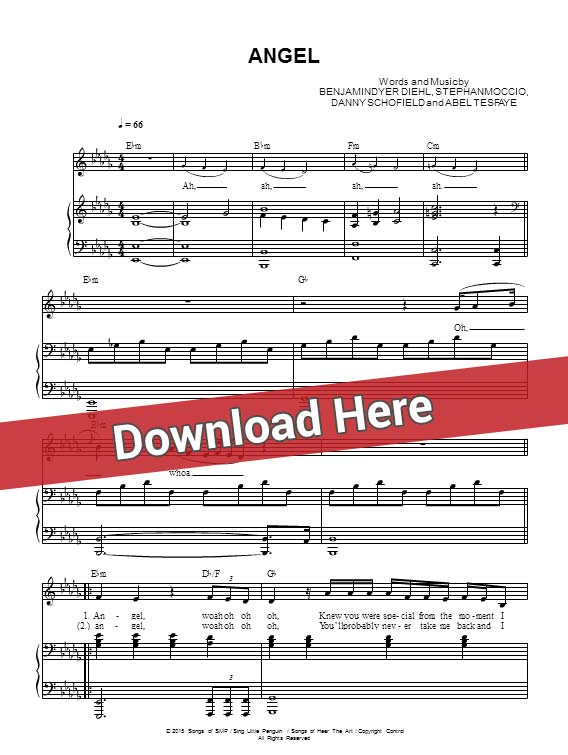 the weeknd, angel, sheet music, piano notes, score, chords, download, guitar, tabs, klavier, noten, partition, how to play, learn, bass