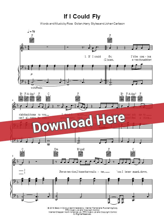 One Direction If I Could Fly Piano Sheet Music