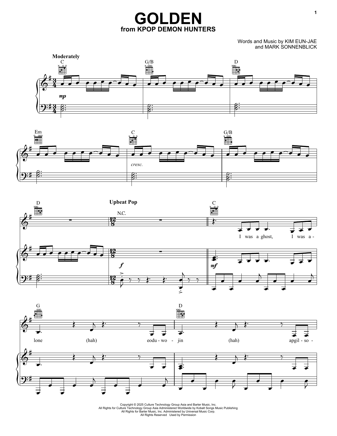 download huntrx golden sheet music
